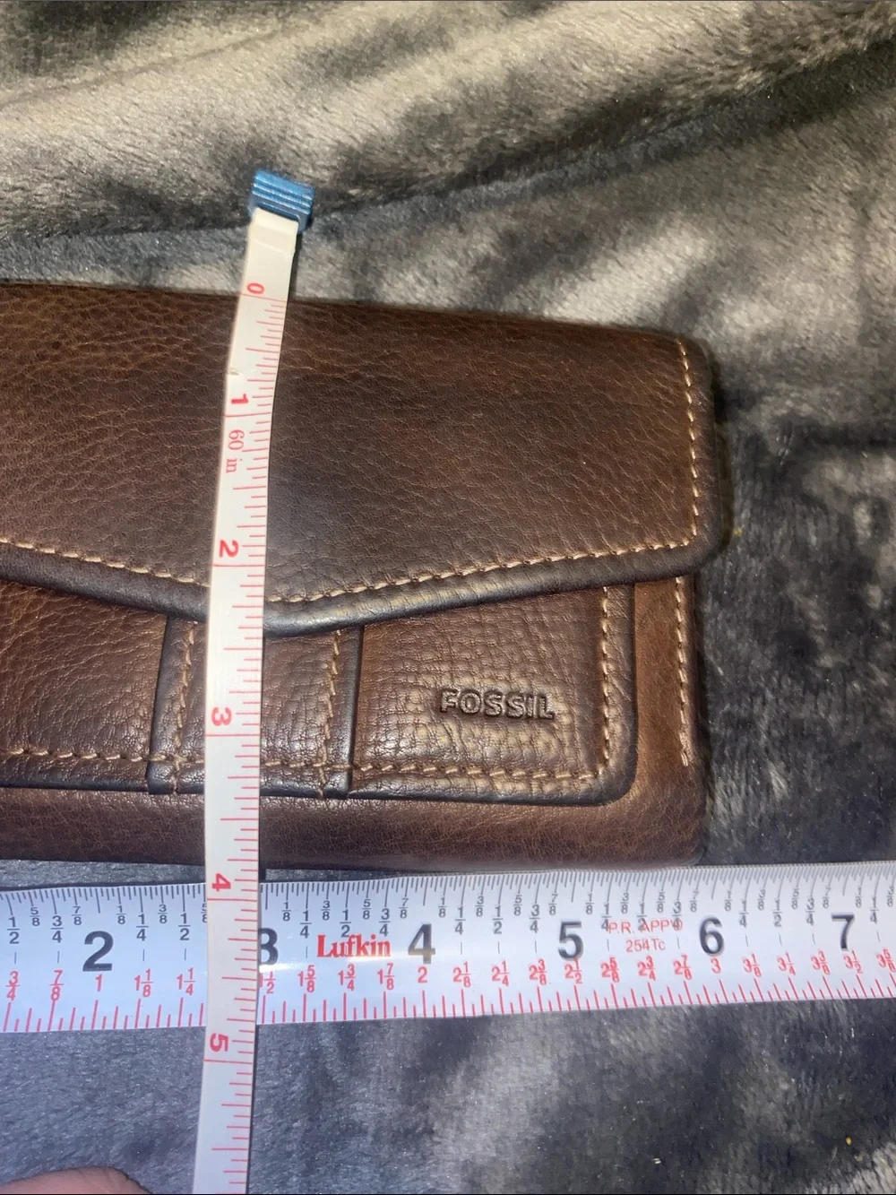 Fossil Brown Leather Trifold Wallet with Front Card Slots